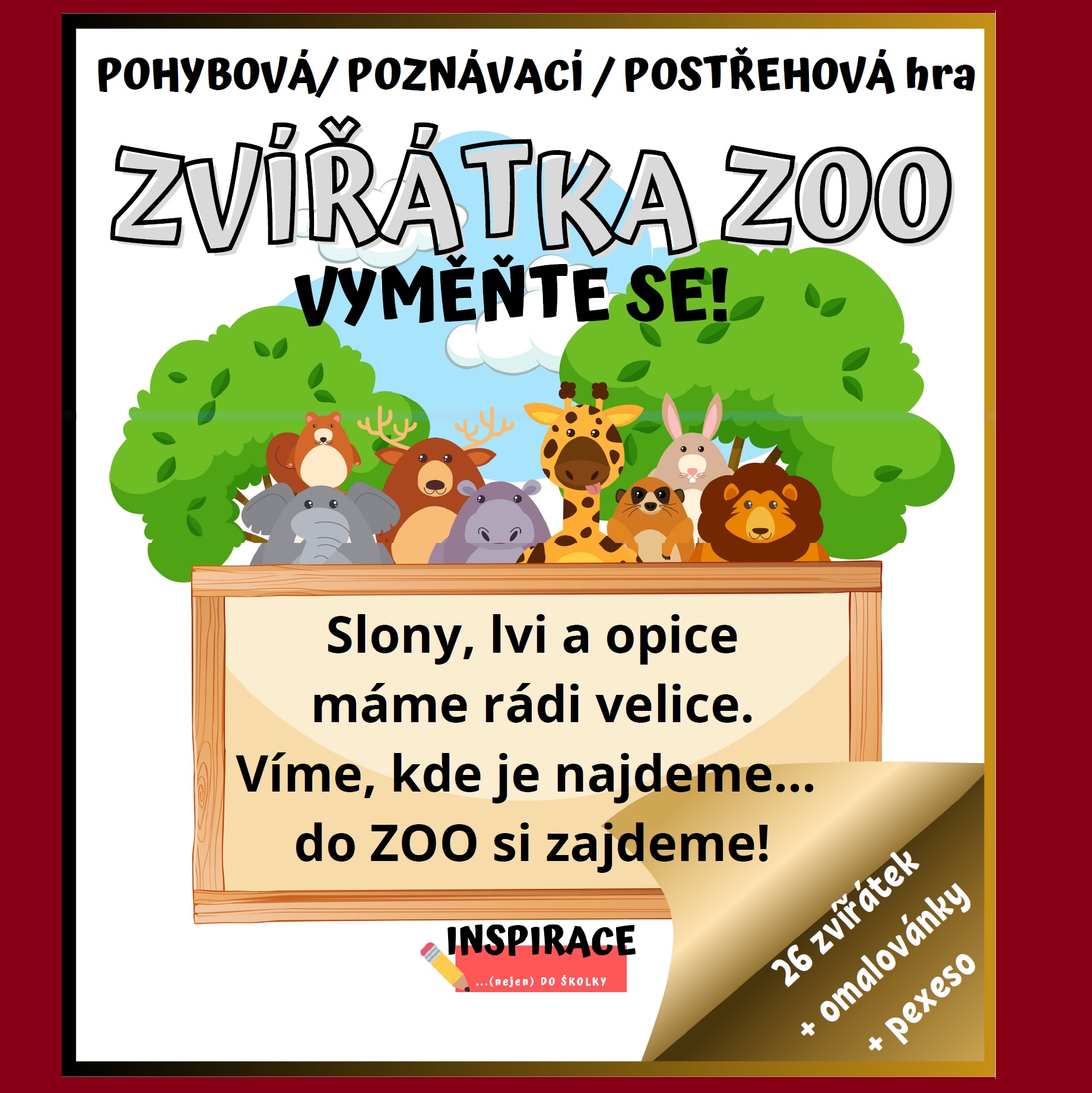 Pohybová/ postřehová / poznávací hra “ZVÍŘÁTKA ZOO VYMĚŇTE SE” 🐘🐅🦧 Inspirace (nejen) do školky